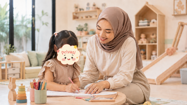 Fenny menemani anak belajar sambil bermain edukatif
